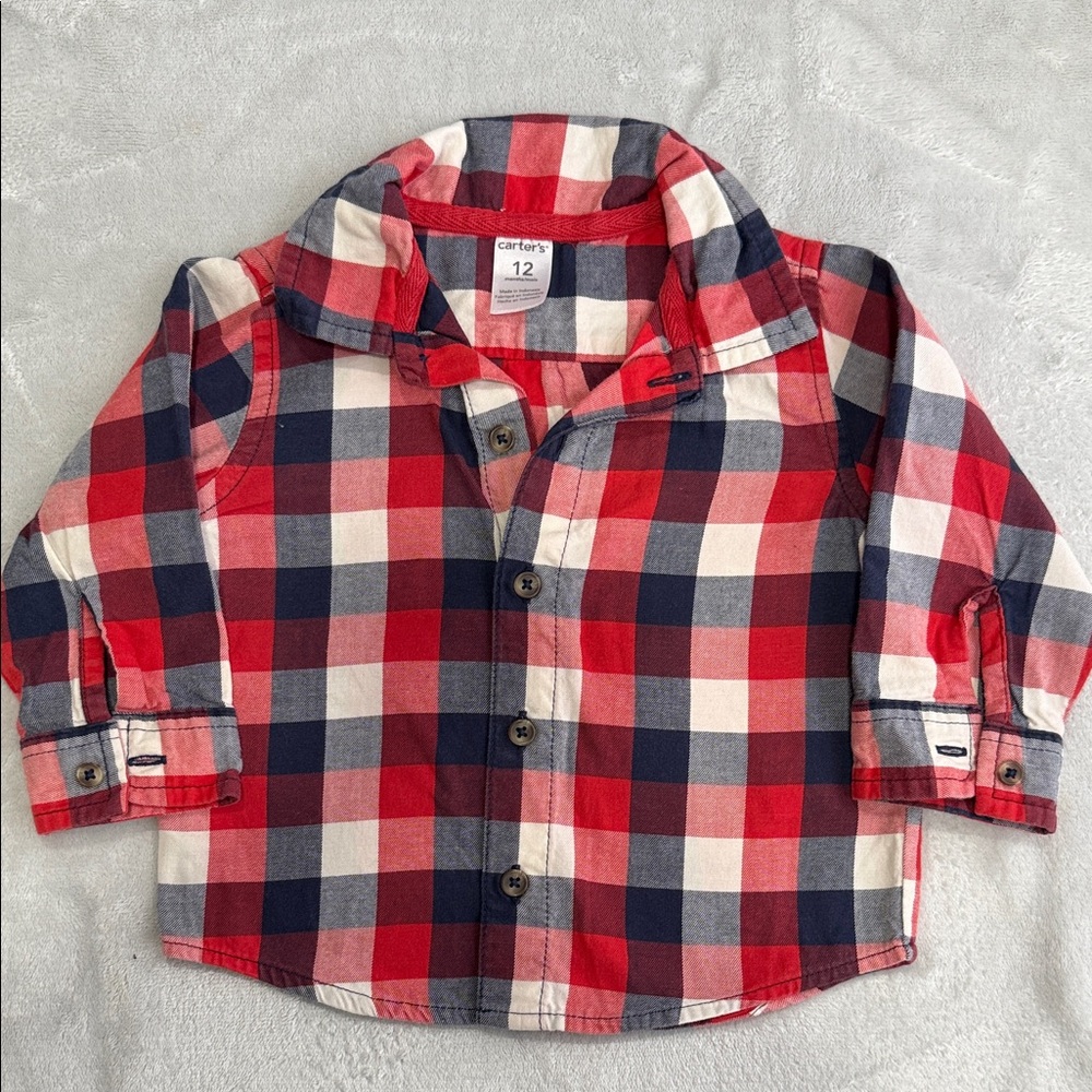 Carter's Kids Plaid Shirt in Red, Blue, and White